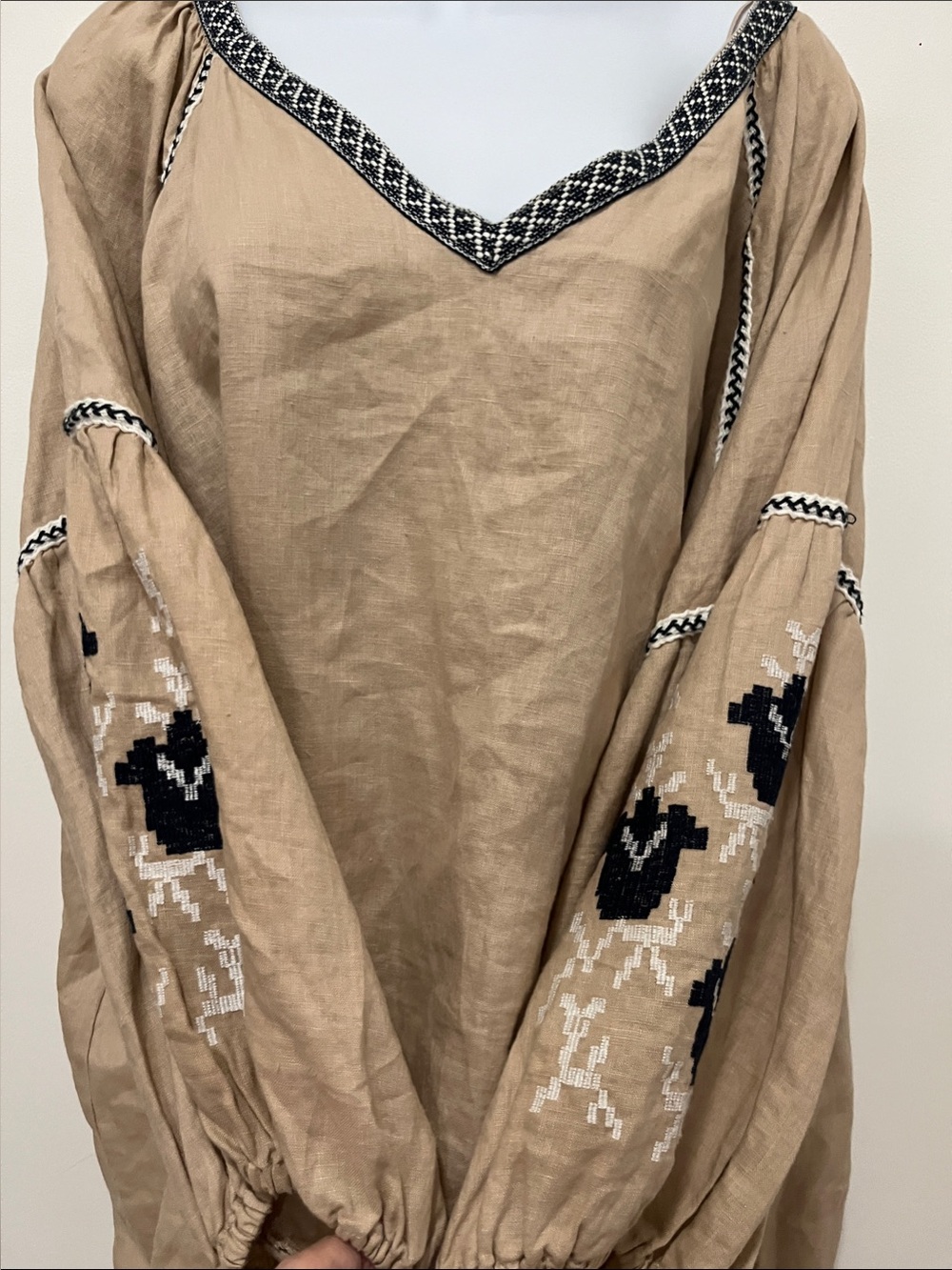 100% Linen Neiman Marcus Embroidered Boho Top – 3X – NWT